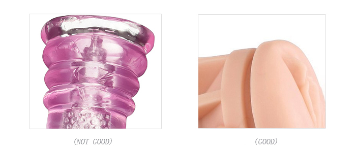 Examples of masturbator materials - left, jelly, bad and right, TPE , good