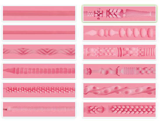 Rows of cross sections for Fleshlight sleeve textures