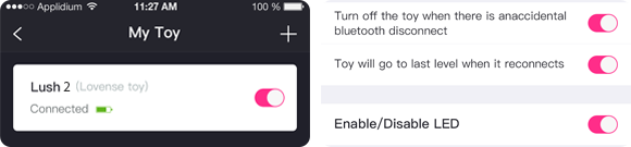 You have the option to enable/disable the LED light on Lush 2nd Gen antenna when using the Lovense Remote app.